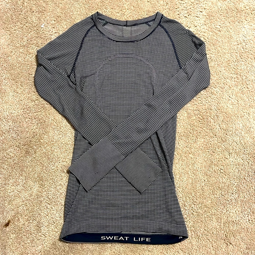 Lululemon Swiftly Long Sleeve, Blue and White Striped